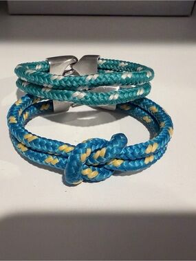 Braided Teal & Blue Knot Bracelet Set - Unbranded